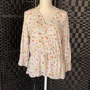 Rachel Zoe 3/4 sleeve blouse w/drawstring waist